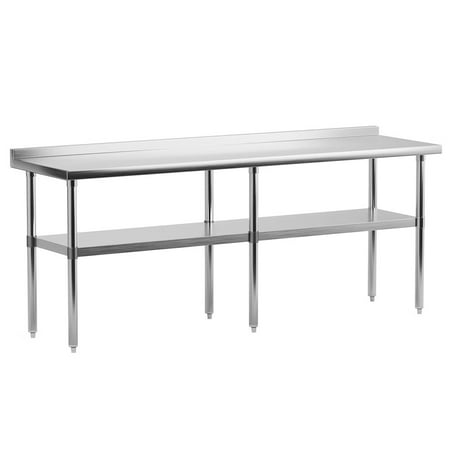 

Stainless Steel Work Table with Shelf & Castor Wheels Kitchen 2 Tiers Working Table