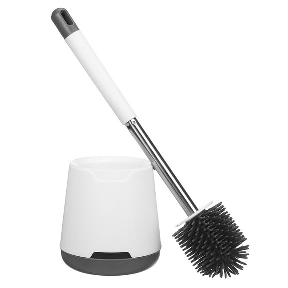 SINGES Toilet Bowl Brush and Holder Combo for Bathroom, Bathroom Cleaning Bowl Brush Kit Non-Scratch TPR Bristles and Under-Rim Brush Head