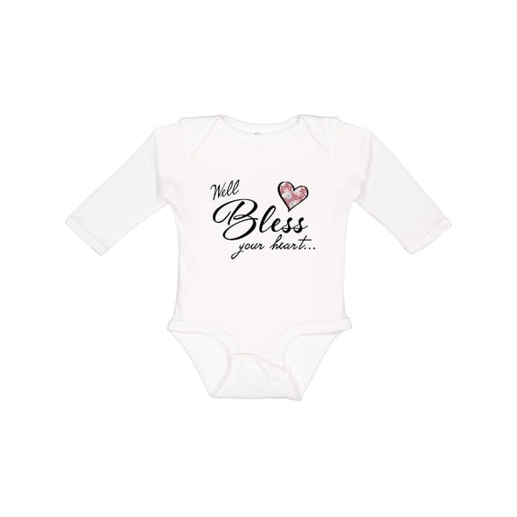 Inktastic Well Bless your Heart with Floral Print Boys or Girls Long Sleeve Baby Bodysuit