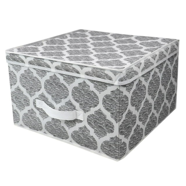 Home Basics Boîte de Rangement Arabesque, Blanc, Jumbo, 16x16x10 Pouces