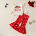 thumbnail image 2 of MUXiin Valentine's Day Children's Letter Printed Long Sleeve Flying Sleeve Shoulder Hoodie Heart Printed Flare Trousers Spring Children's Wear Back To School Fashion, 2 of 9