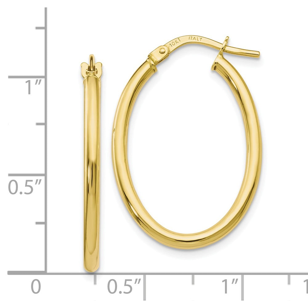 Leslie's Real 10kt Yellow Gold Polished Oval Hinged Hoop Earrings; for Adults and Teens; for Women and Men