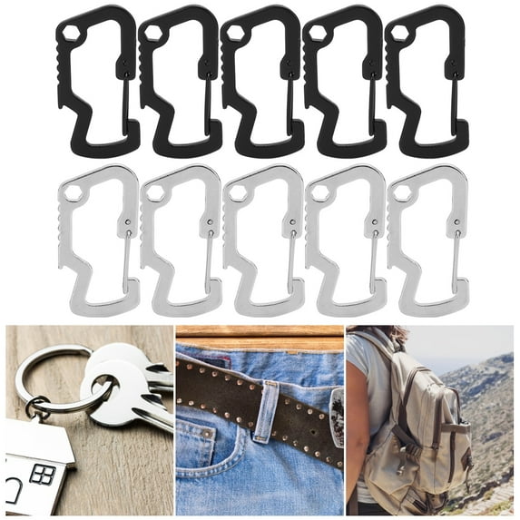 Tebru Bottle Opener Carabiner,Multifunctional D Shaped Buckle Stainless Steel Carabiner Bottle Opener Spring Hook,Quick Hanging Buckle