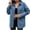 Blue, variant on Women Long Sleeve Collared Open Front Oversized Denim Shacket Regular Fit Chest Pocket Long Jean Shirt Jacket Mid Weight Wrinkle Resistant Transitional Layering