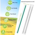 thumbnail image 3 of Wolfrail Biodegradable Compostable Individually Wrapped Straws - PLA Disposable Plant Based Green Straws (8.25" LongX0.23" Wide), 3 of 5