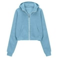thumbnail image 6 of lkfuzj Girls Zip Up Hoodies Sweatshirts Long Sleeve Thumb Hole Pullover Tops with Pockets 2025 Fashion Spring Clothes - Light Blue, 6 of 8
