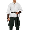 thumbnail image 3 of VBTAPA 3 Pcs Men's Renaissance Costume Halloween Medieval Pirate Shirt Pant Belt Outfit Set Viking Costume Sets Mint Green L, 3 of 9
