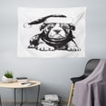 thumbnail image 1 of Bulldog Tapestry, Monochrome Style Graphic Demonstration of a Doggie in a Christmas Hat, Fabric Wall Hanging Decor for Bedroom Living Room Dorm, 5 Sizes, Charcoal Grey and White, by Ambesonne, 1 of 1