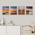 thumbnail image 3 of PixonSign Framed Wall Art Vibrant Orange & Blue Sunset Ocean Beach Pier Prints, Set of 4 Sea Landscape Wall Decors, Nature Wall Décor, Adhesive Canvas Poster, Modern Home Artwork - 8"x10" Natural, 3 of 5