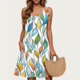 thumbnail image 5 of HOMBOM Sundress Dresses for Women Midi Vacation Popover Leaf Crew Neck Beach Dresses with Pockets, 5 of 6
