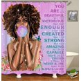 thumbnail image 3 of Juego de 4 cortinas de ducha para niña negra, diseño de mariposa azul y morado, reina de la melanina, mujer afroamericana, decoración de baño, cortina de ducha negra de tela impermeable, alfombrilla, 3 of 7
