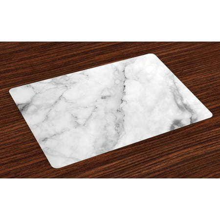 Marble Placemats Set of 4 Granite Surface Motif with Sketch Nature Effect and Cracks Antique Style Image, Washable Fabric Place Mats for Dining Room Kitchen Table Decor,Grey Dust White, by