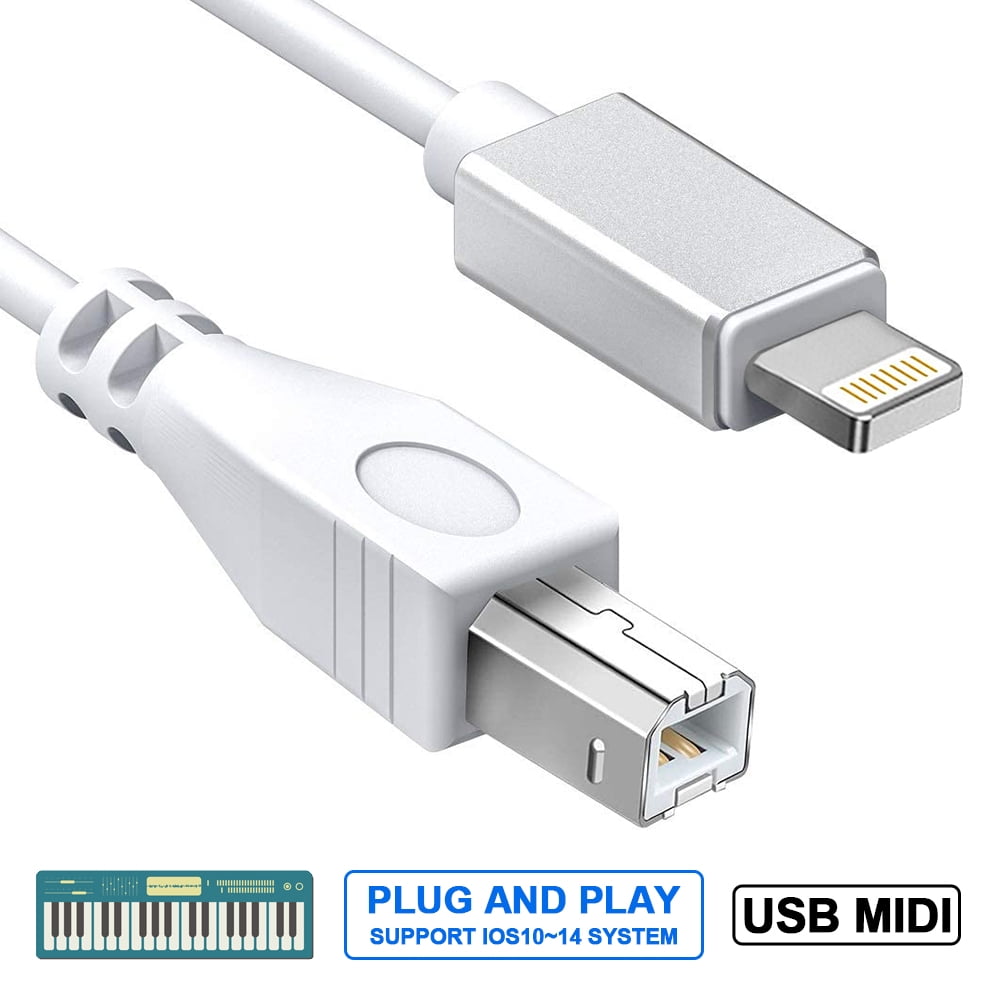 det er nytteløst Integral Hændelse MIDI Cable, USB 2.0 Type B to iOS Cable, OTG Lightning Cable Compatible  with iOS 10.32 or Later Devices to MIDI Keyboard, Electronic Music  Instrument, Audio Interface and More, 3.9FT - Walmart.com