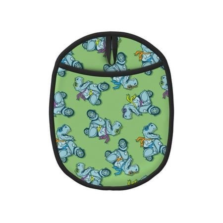 

Motorcycle Riding Dinosaur Pot Holders for Kitchen - Heat Resistant Oven Mitts Hot Pads with Pocket Non Slip Silicone Pot Holders Cuteness Hanging Loop Potholders for Kitchen Baking