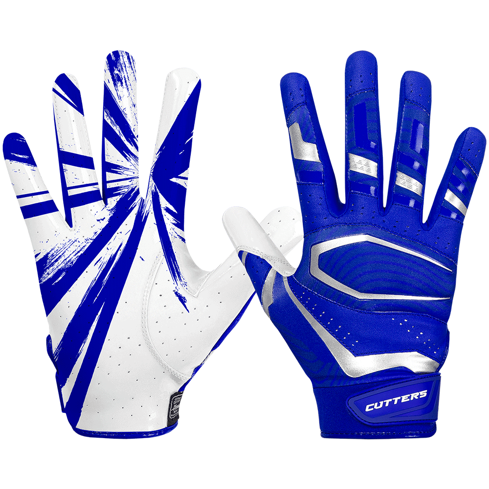 Cutters Adult Rev Pro 5.0 Football Receiver Gloves - Royal - S (Small)