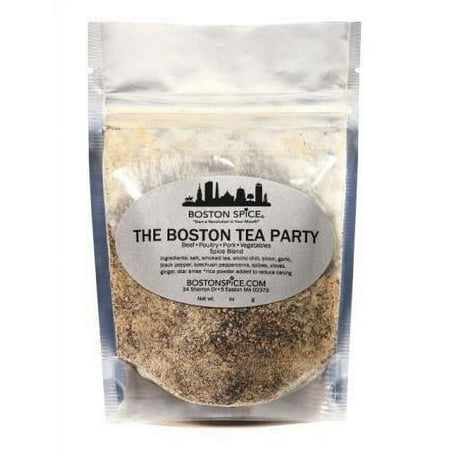 Boston Spice The Boston Tea Party Handmade Gourmet Seasoning Blend Lapsang Souchong Dry Rub Beef Steak Ribs Pork Poultry Wings Chicken Turkey Vegetables Oven BBQ Smoker Grilling 1/4 Cup wt. 1.5oz/44g