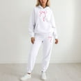 thumbnail image 2 of Valentine's Day 2 Piece Tracksuits for Women - Cute Funny Bow Graphic Hoodie Jogger Sweatset, 2 of 4