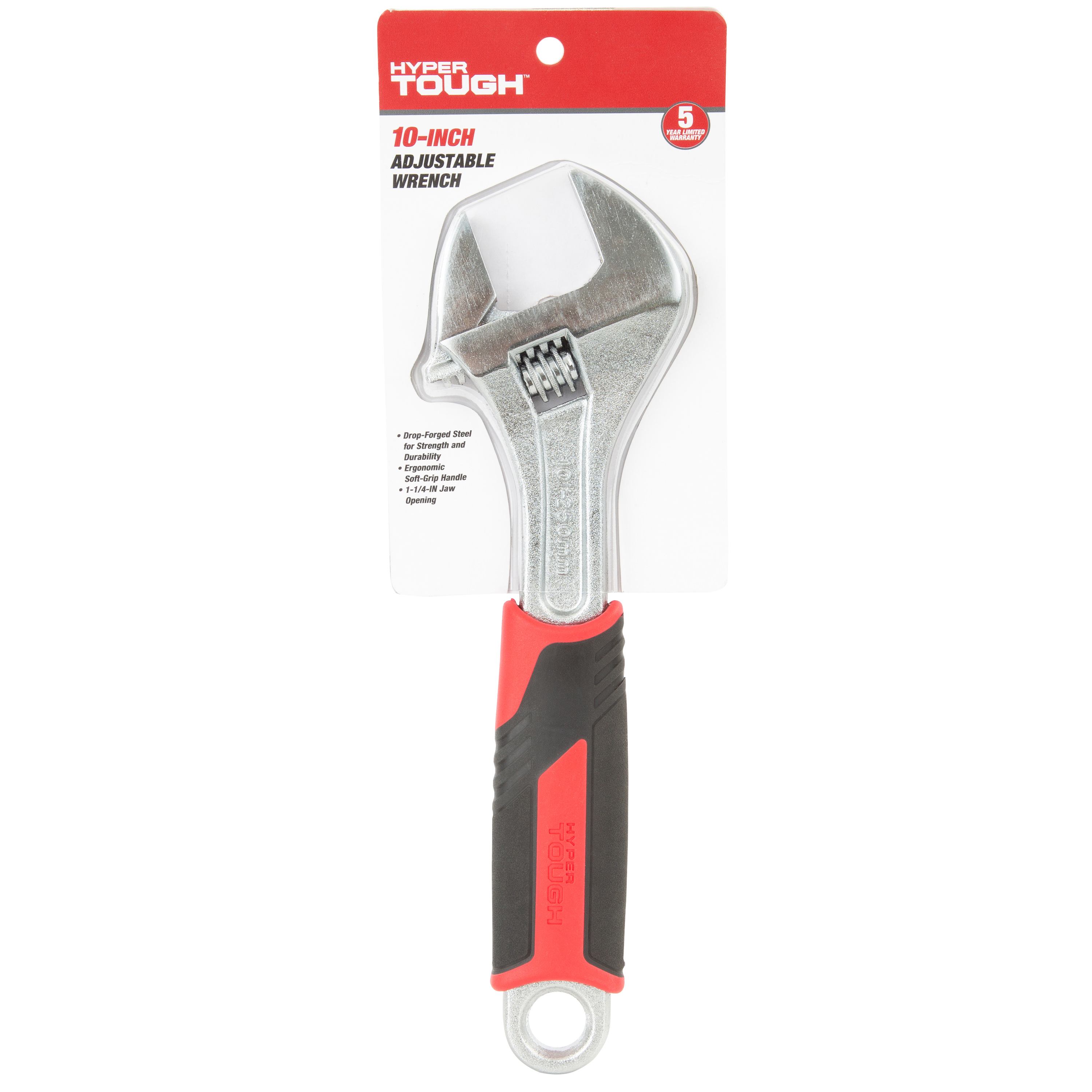 Hyper Tough 10-Inch Adjustable Wrench with Ergonomic Soft Grip