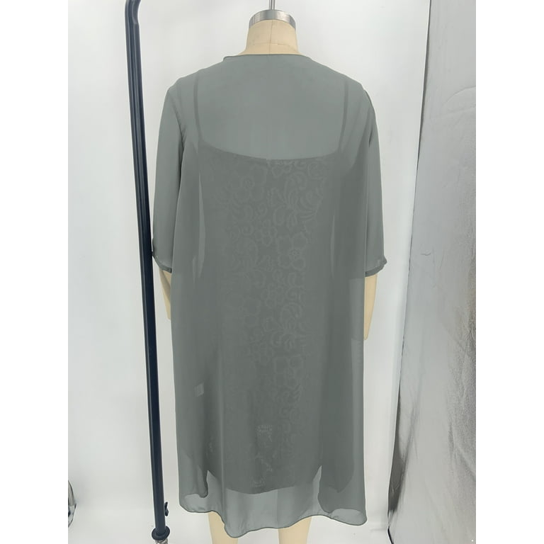 YONGHS Women Mother of The Bride Dresses with Jacket Lace Wedding Guest  Chiffon Evening Dress Grey L - Walmart.com