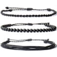 thumbnail image 1 of Nvzi Pulsera de cuerda ajustable hecha a mano con cuentas de piedra natural, 3 piezas A02, 1 of 5