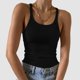 thumbnail image 2 of Camiseta sin mangas de cuero sintético con cuello en V para mujer: camisola lisa, ligeramente elástica, para llevar en ocasiones informales o fiestas, varias tallas, 2 of 4