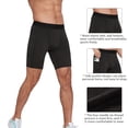 thumbnail image 3 of Mens Compression Running Shorts with Pocket, Athletic Gym Shorts Cool Dry Workout Underwear, Athletic Cool Dry Compression Shorts, Sports Performance Active Running Tights,  Black XL, 3 of 7