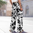 thumbnail image 6 of Dress Pants Women Petite High Waisted Wide Leg Summer Beach Vacation Pants Boho Lounge Casual Palazzo Trousers White XL, 6 of 8