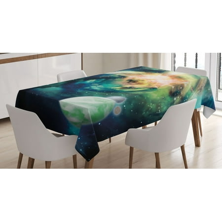 

Space Tablecloth Spiral Anromeda Galaxy with Planets Mystical Cosmos Fantasy Background Image Rectangular Table Cover for Dining Room Kitchen 60 X 90 Inches Teal Blue Yellow by Ambesonne