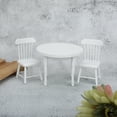thumbnail image 4 of Mesa de comedor de madera blanca en miniatura a escala 1:12 y dos sillas, juego de muebles de cocina, accesorios para casa de muñecas, 3 piezas/juego de mesa y silla, 4 of 9