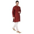 thumbnail image 3 of eloria Men's Tunic Jacquard Kurta Pajama Indian Traditional Suit Wedding Party Dress Set Party Wear Apparel, 3 of 6
