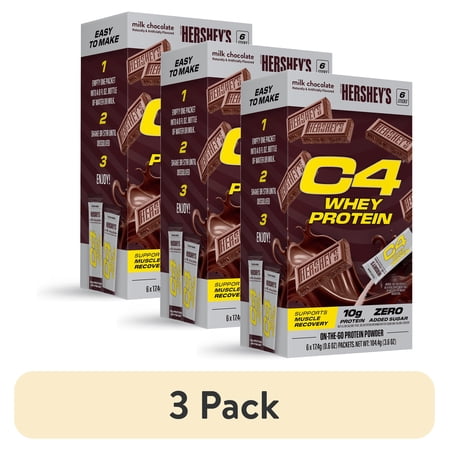 (3 pack) C4 Drink Mix Hershey's Chocolate Protein, 6 Powder Stick Packs