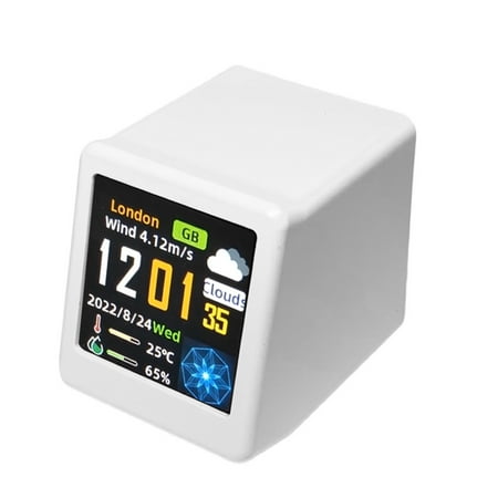 

Walmeck Desktop Intelligent Weather Station 240*240px 1.54 inch TFT IPS Screen Digital WiFi Electronic Electronic and Humidity Meter Multifunctional Hygrothermograph with 3 Gif Animations
