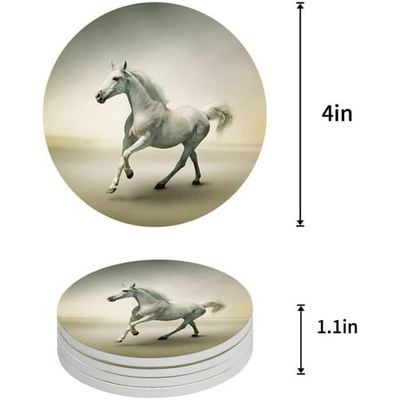 

FMSHPON Horse Set of 8 Round Coaster for Drinks Absorbent Ceramic Stone Coasters Cup Mat with Cork Base for Home Kitchen Room Coffee Table Bar Decor