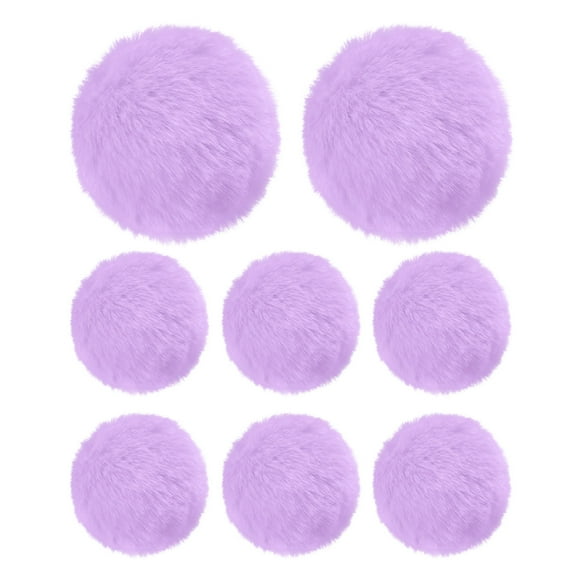 Uxcell 8-Pack Faux Fur Pom Poms, 2.8 Inch/ 7 cm Soft Fluffy PomPoms Balls Faux Rabbit Fur with Elastic Loop for DIY[Purple]