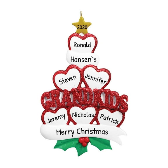 Personalized Grandparents Christmas Ornament 2024 6 Grandkids Name 1 Count - Ornaments by Elves