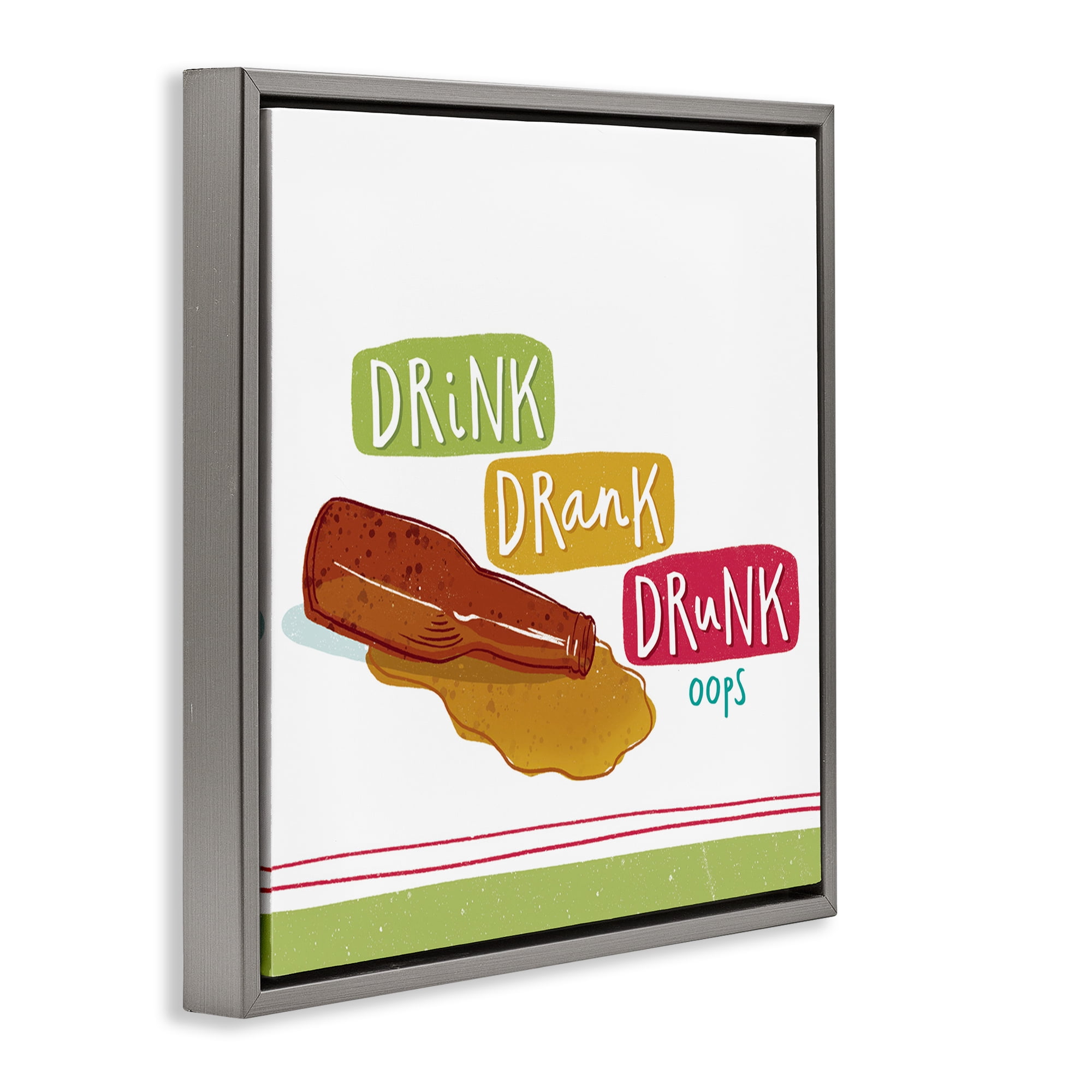 Stupell Industries Drink Drank Drunk Food & Beverage Painting Gray Floater Framed Canvas Art Print Wall Art, 25 x 25