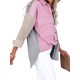 thumbnail image 3 of Abrigo de mujer Qarigey Camisa de botones color Block otoño invierno Corduroy rosa gris L, 3 of 6