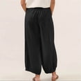 thumbnail image 4 of Miluxas Ladies' Trendy Wide Leg Lantern Pants with Pockets Solid Smoked High Waist Loose Fit Trousers Summer Outfits Boho Beach Wear Black, 4 of 8