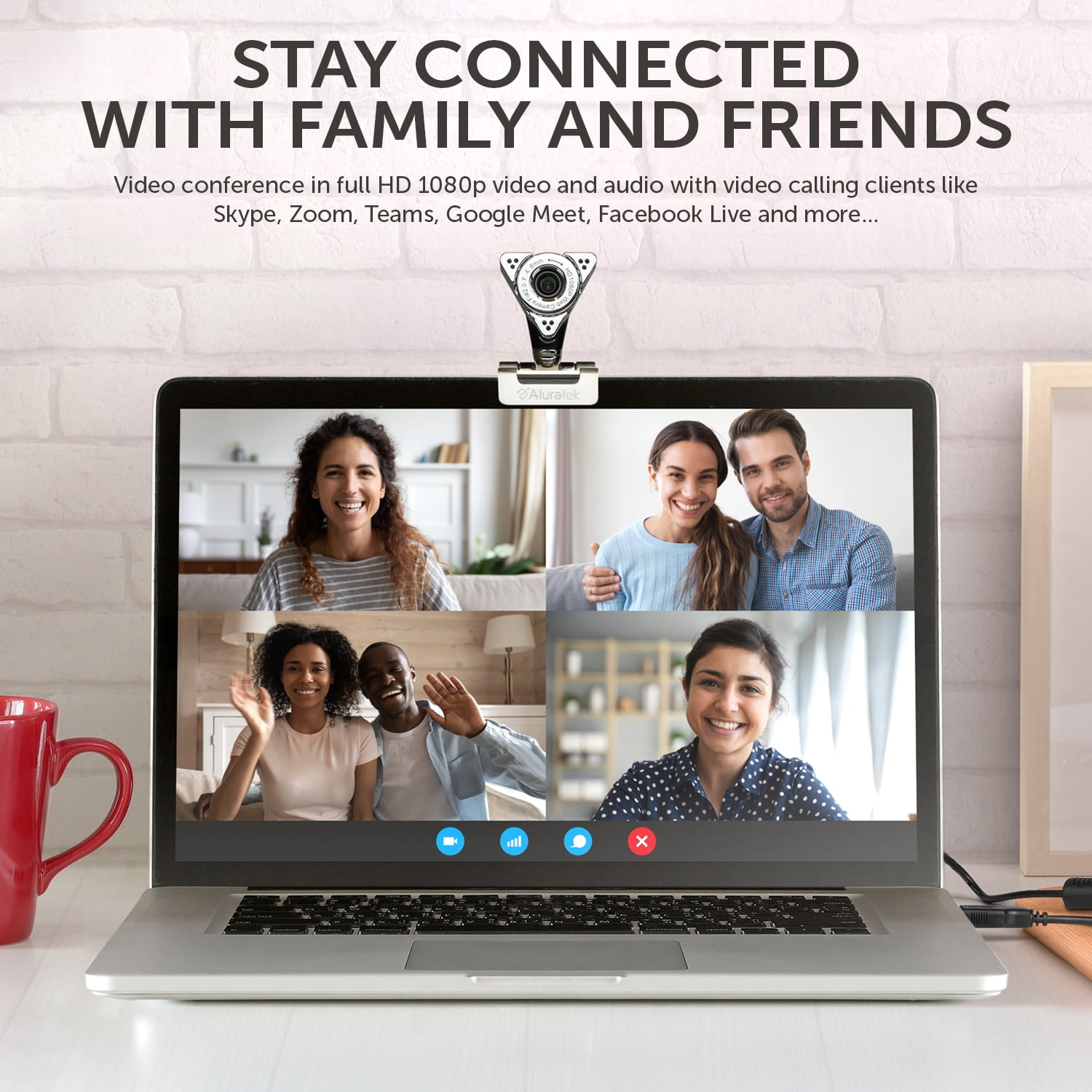 Aluratek AWC01F - USB HD 1080P Webcam w/Manual Focus, Perfect for Streaming, Video Calls, and Online Meetings Video and Audio