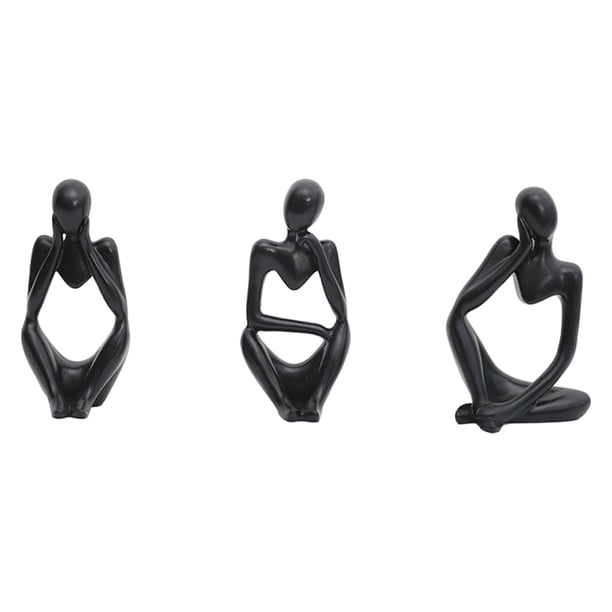 Toystoory Estatuilla de pensador de resina, regalo exquisito para amantes del arte, figuritas abstractas, materiales de estatua de pensador Decoración del hogar negro