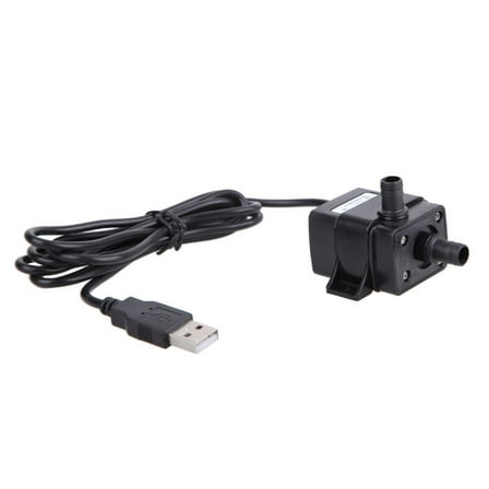 TEHAUX USB Submersible Water Pump Black Plastic for Aquarium Fish Tank Fountain and Hydroponics Use