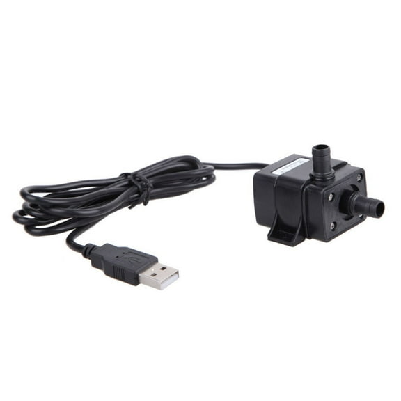 TEHAUX USB Submersible Water Pump Black Plastic for Aquarium Fish Tank Fountain and Hydroponics Use