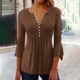 thumbnail image 2 of fatyb Tunic Tops for Women Button up V Neck 3/4 Sleeve Casual Blouses Plain Dressy Womens Loose Tops, 2 of 5