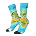thumbnail image 1 of Fotbe World Map With Animals Landmarks Calcetas Largas con Estampado para Hombre y Mujer – Calcetas de Compresión Transpirables y Elásticas, Viajar y Uso Diario Talla 5-11, 1 of 6
