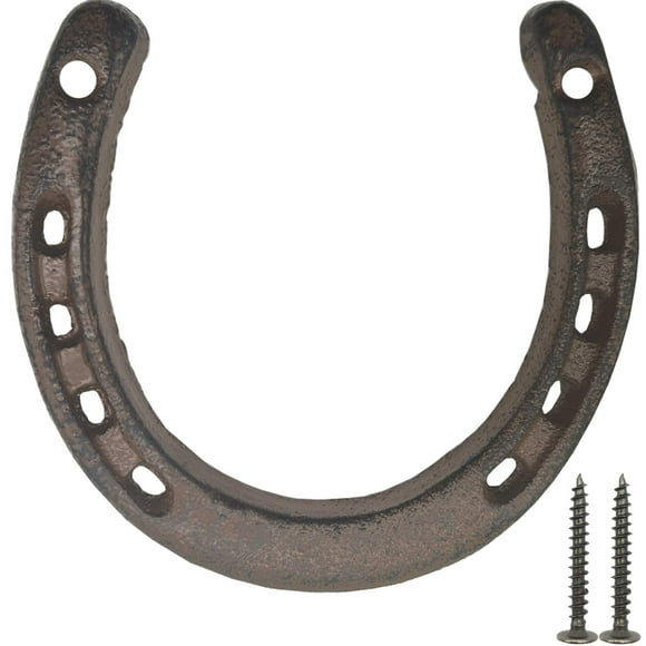 Tihood Cast Iron Horseshoe Wall Decor Medium Horseshoe Durable Cast Iron 5 Holes On Each Side For Indoor Or Outdoor