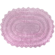 GUCADS-Crochet Collection Reversible Bath Mat, Large Oval, 21x34, Mauve