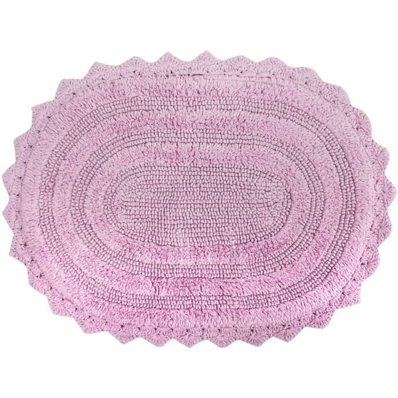 GUCADS-Crochet Collection Reversible Bath Mat, Large Oval, 21x34, Mauve