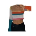thumbnail image 4 of SAYOO , prendas de punto caladas para mujer, blusas cortas de manga larga con cuello cuadrado de colores variados SAYOO Moda, 4 of 7