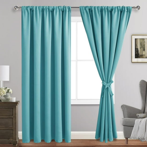 Jiuzhen Cortinas Opacas Para Dormitorio – Aislamiento Térmico Para Oscurecer La Habitación, Reducción De Ruido, 70 X 84 Pulgadas De Largo, Cortinas Para Sala De Estar, Juego De 2 Paneles Con Alzapaños