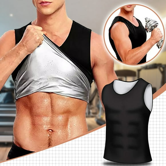 Summer Savings Clearance! Men's Sweating Elastic Shapewear Workout Tank Top, Compression Vest for Gym, Body Shaping and Muscle Toning Sportswear for Exercise and Fitness
